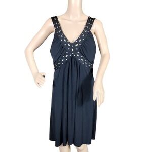 Style & Co Womens Studded Mini Dress Sleeveless V-Neck‎ Cocktail Black Size XL